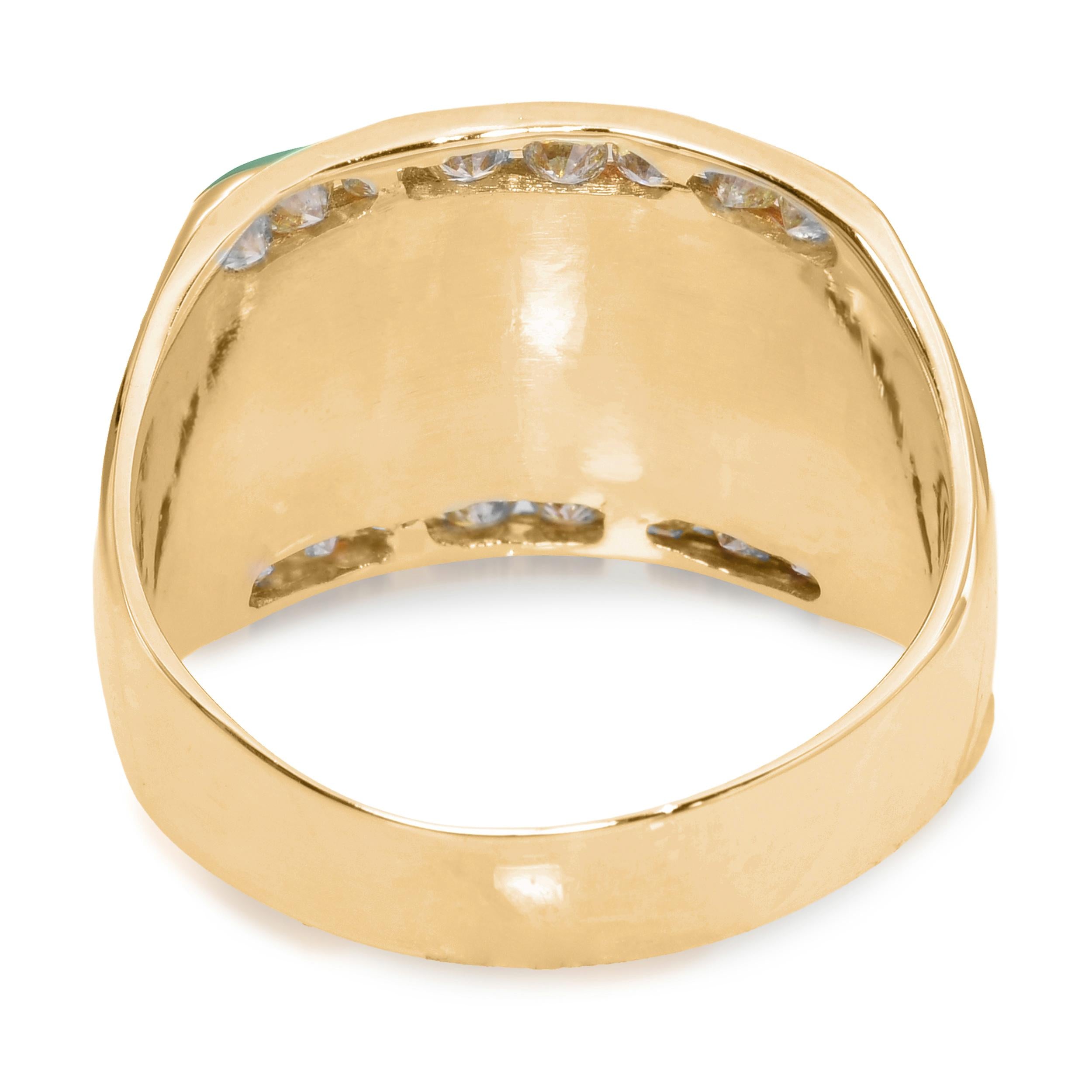 14k Yellow Gold Jadeite Jade and Diamond Ring