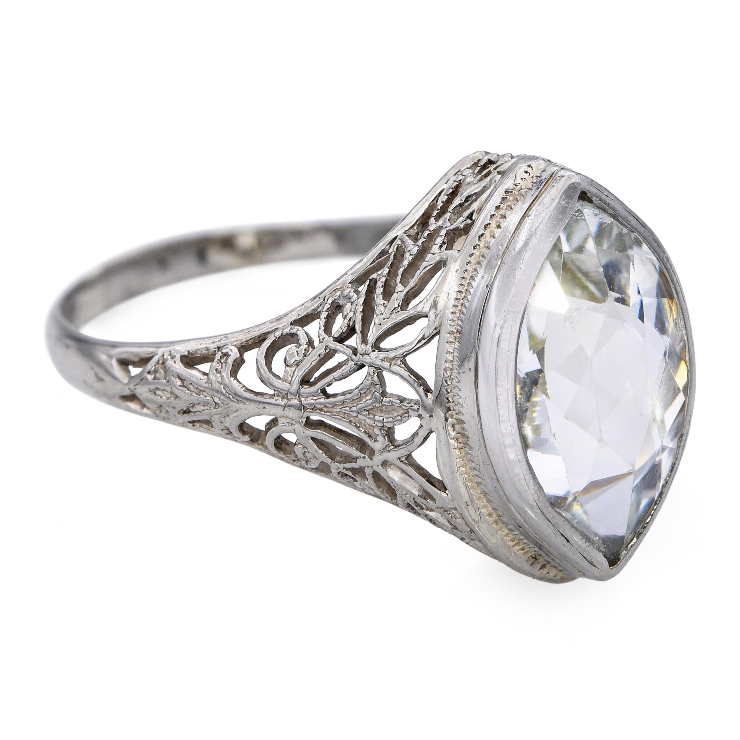 Antique 14k White Gold 1.90ct Aquamarine Ring