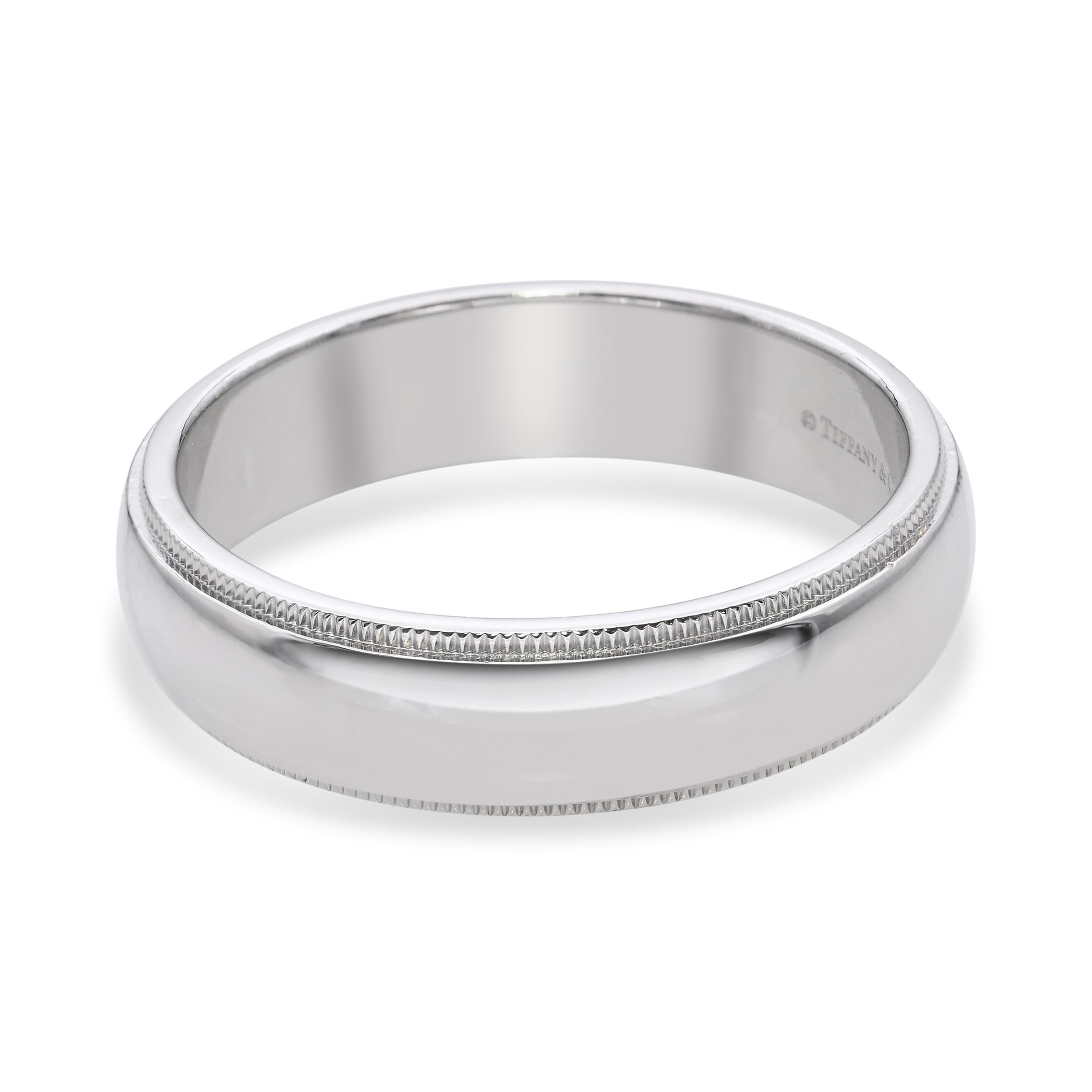 Tiffany and Co. Platinum Classic Milgrain Wedding Band Ring