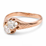 Antique Victorian 14k Yellow Gold Old European Cut Diamond Bypass Ring