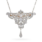 Antique Edwardian Platinum & 14k Gold 1.98tcw Diamond Lavalier Necklace