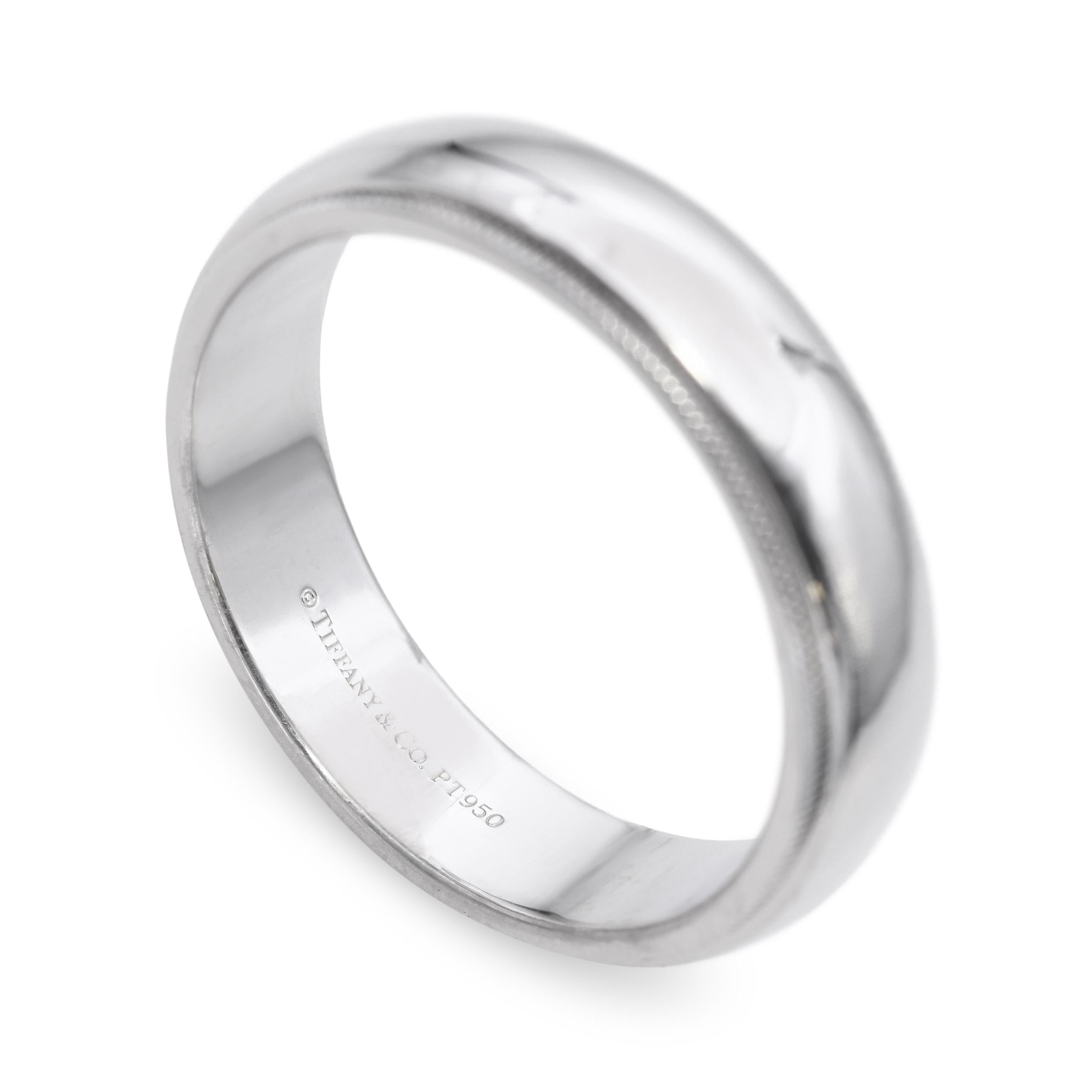 Tiffany and Co. Platinum Classic Milgrain Wedding Band Ring