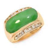 14k Yellow Gold Jadeite Jade and Diamond Ring