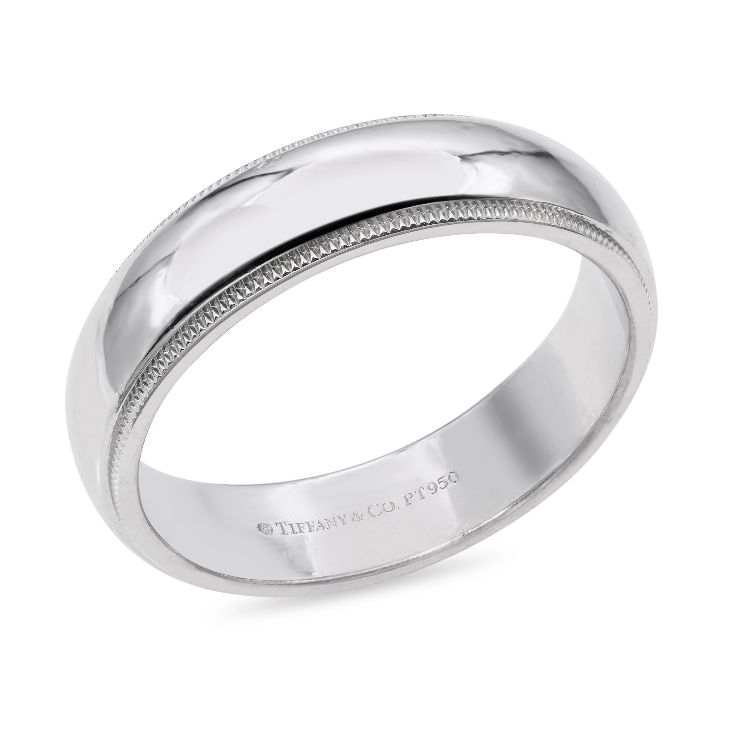 Tiffany and Co. Platinum Classic Milgrain Wedding Band Ring