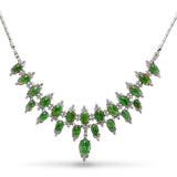 Vintage 14k White Gold Jadeite and Diamond Cluster Necklace