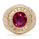 Paul Flato 18k Yellow Gold Ruby & Diamond Statement Ring
