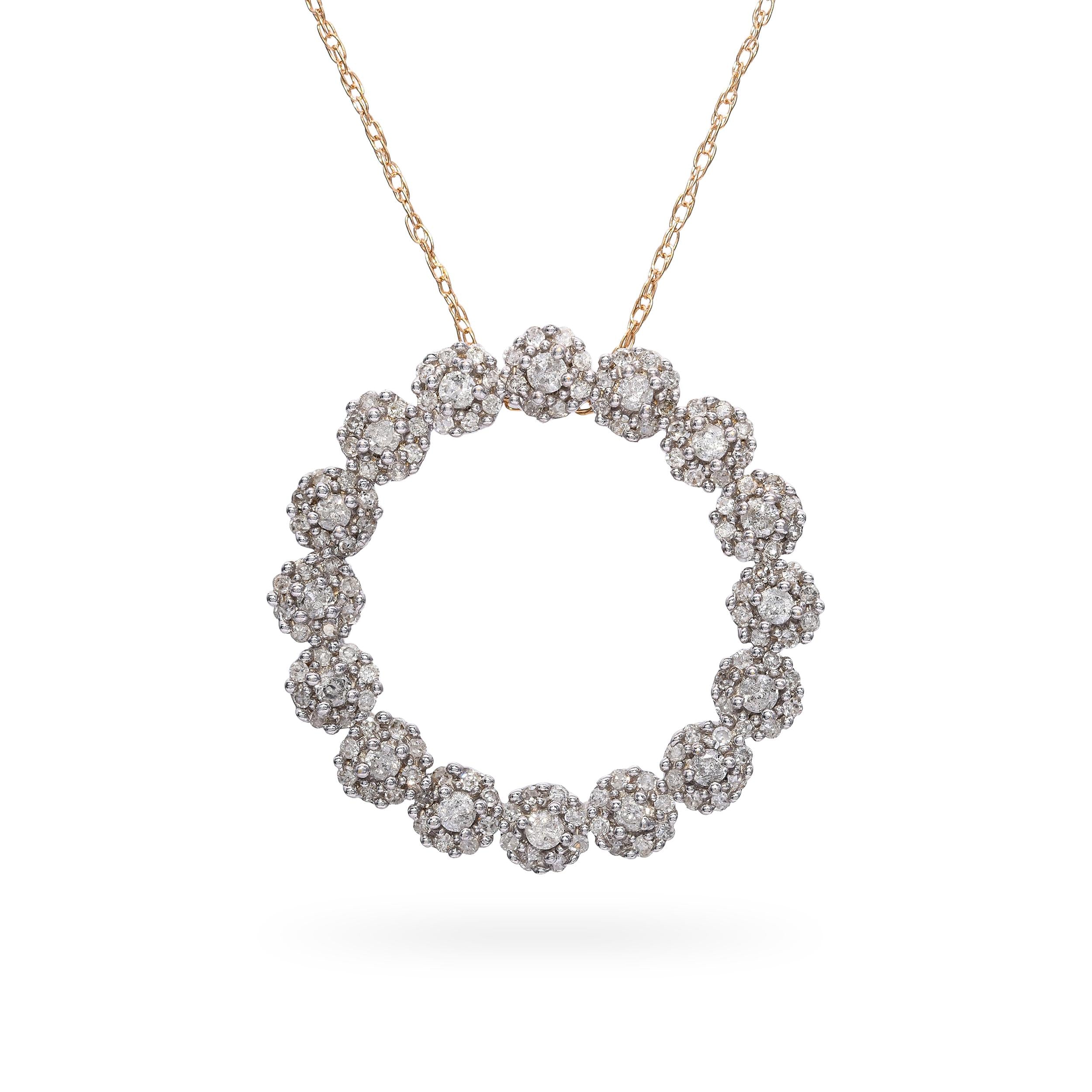 10k Yellow Gold 0.51tcw Diamond Wreath Pendant Necklace