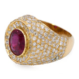Paul Flato 18k Yellow Gold Ruby & Diamond Statement Ring