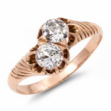 Antique Victorian 14k Yellow Gold Old European Cut Diamond Bypass Ring