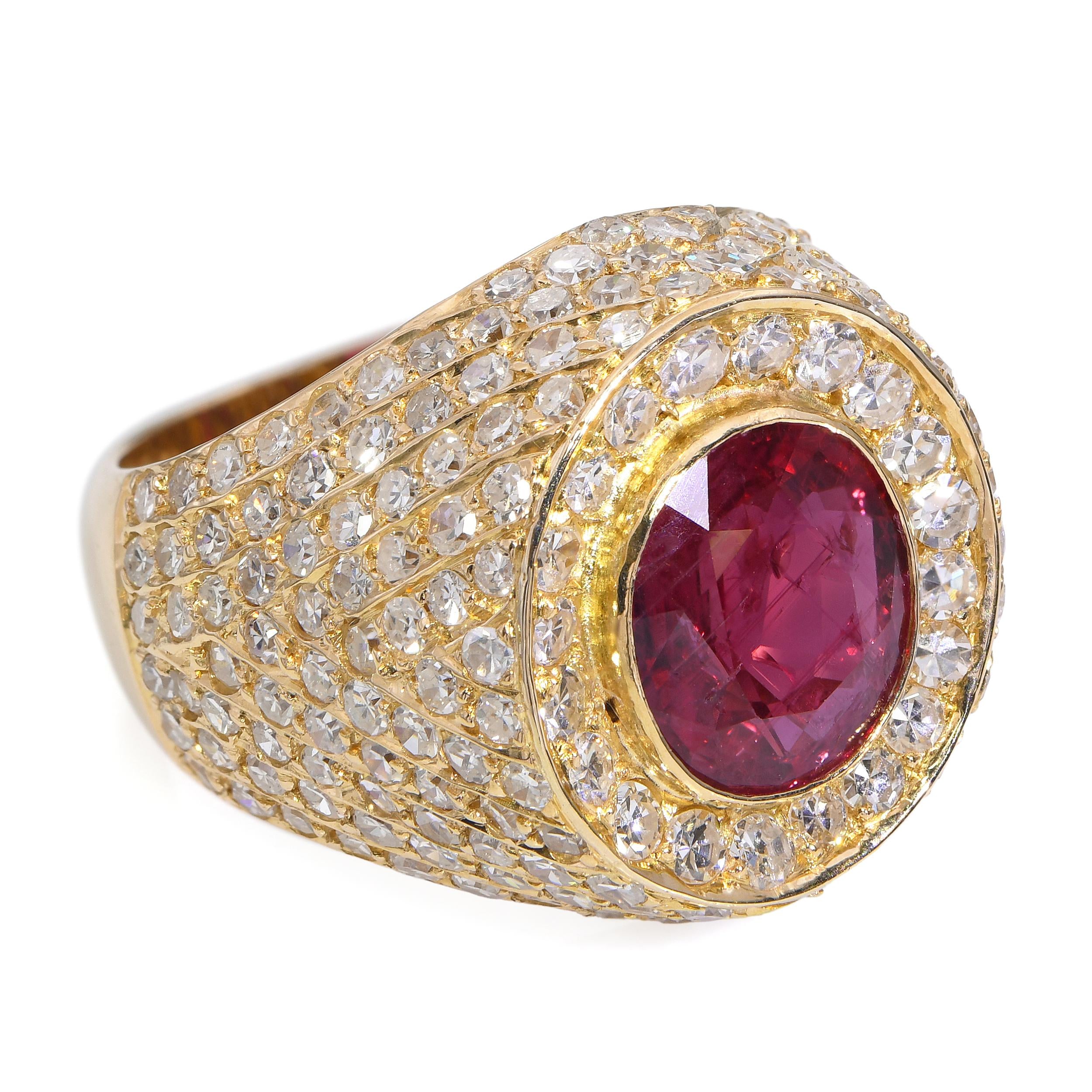 Paul Flato 18k Yellow Gold Ruby & Diamond Statement Ring