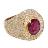 Paul Flato 18k Yellow Gold Ruby & Diamond Statement Ring