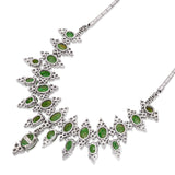 Vintage 14k White Gold Jadeite and Diamond Cluster Necklace