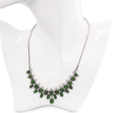 Vintage 14k White Gold Jadeite and Diamond Cluster Necklace