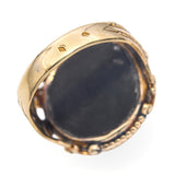 Antique French 18k Yellow Gold Lapis Lazuli Ornate Dome Ring