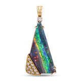 Vintage Yellow Gold Boulder Opal and Diamond Pendant