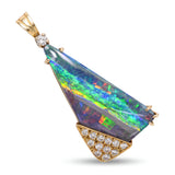 Vintage Yellow Gold Boulder Opal and Diamond Pendant