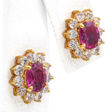 Vintage 18k Yellow Gold 2.01tcw Ruby and 0.66tcw Diamond Halo Earring Studs
