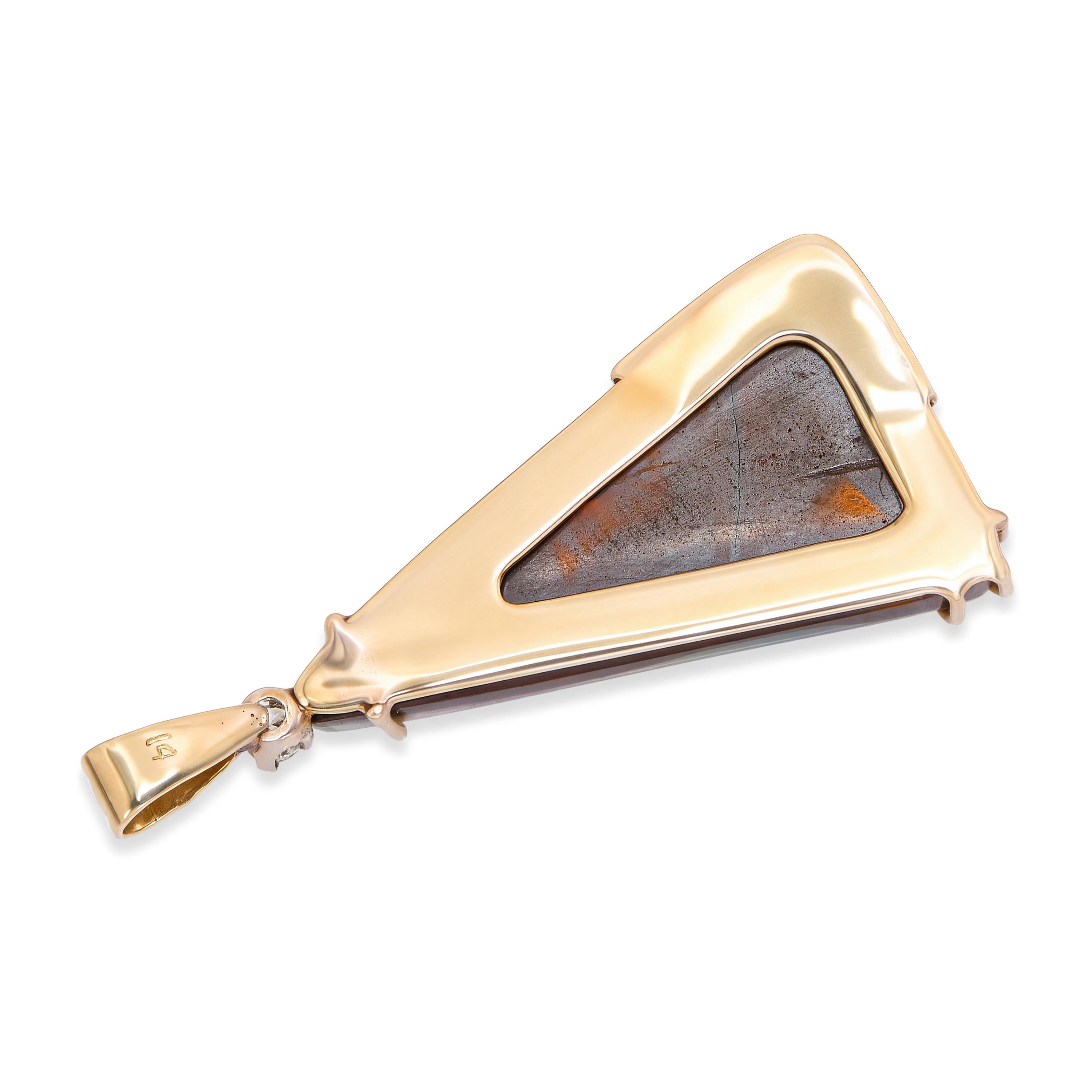 Vintage Yellow Gold Boulder Opal and Diamond Pendant