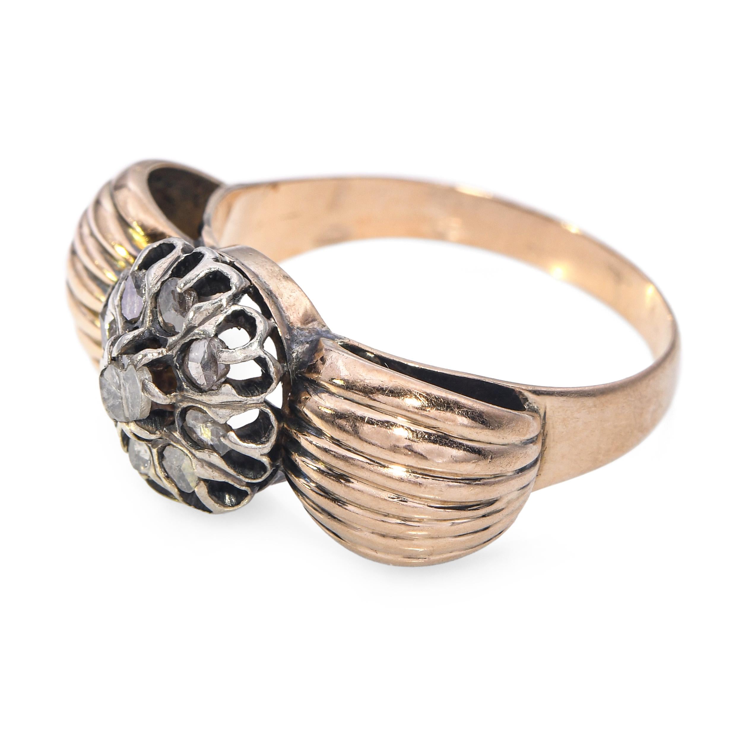 Vintage 14k Yellow Gold Polki Diamond Ring