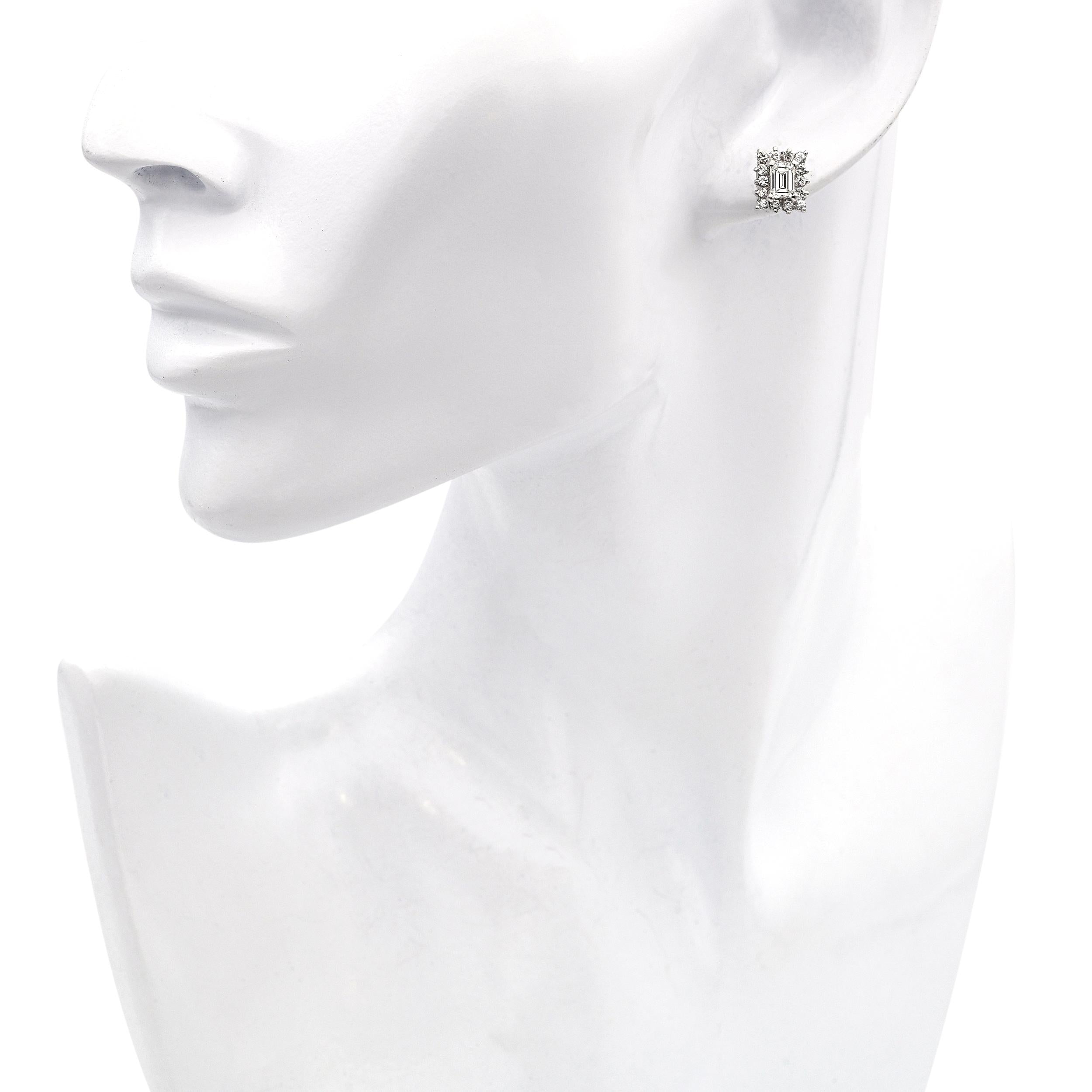 Vintage 14k White Gold 1.08tcw Diamond Stud Earrings