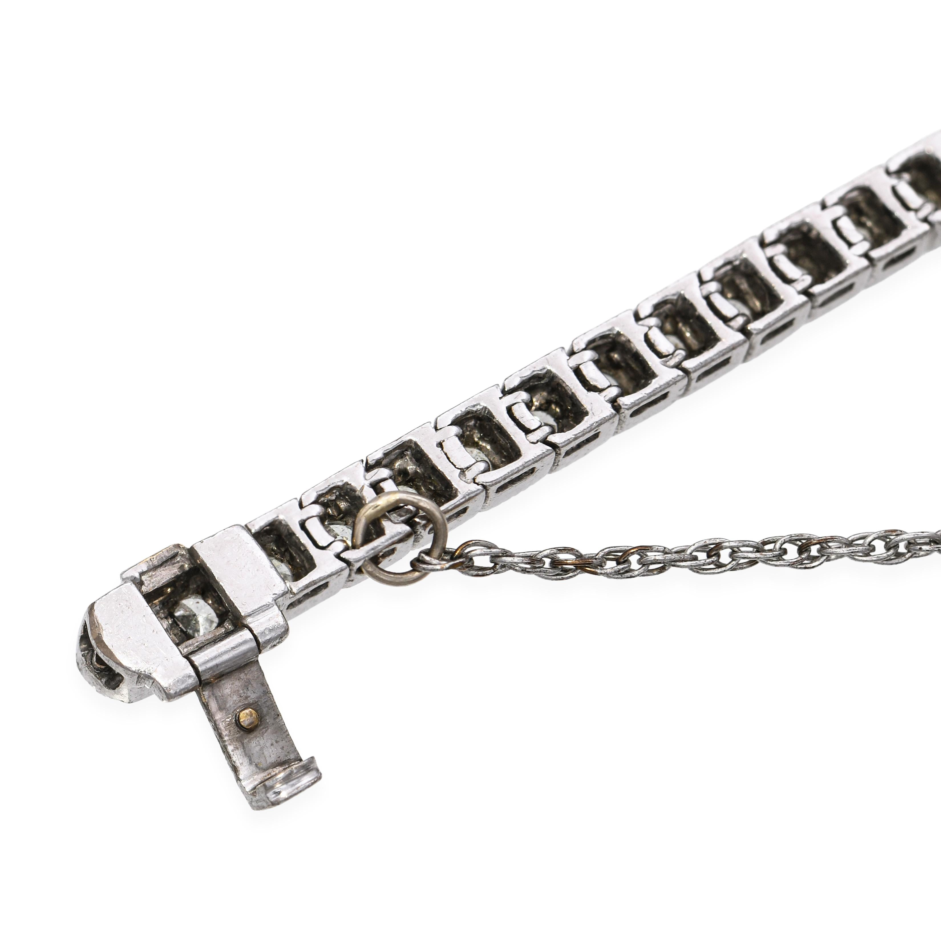 Art Deco 18k White Gold Diamond Onyx and Emerald Snake Bracelet