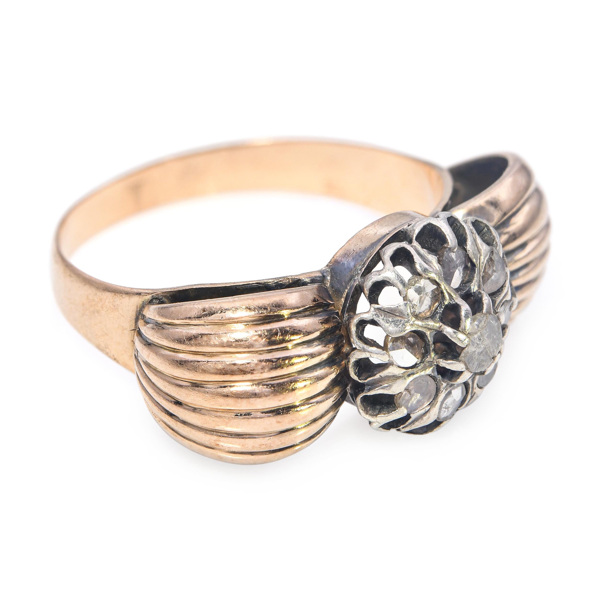 Vintage 14k Yellow Gold Polki Diamond Ring