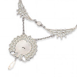 Antique Sterling Silver Synthetic Sapphire Enamel and Natural Pearl Necklace