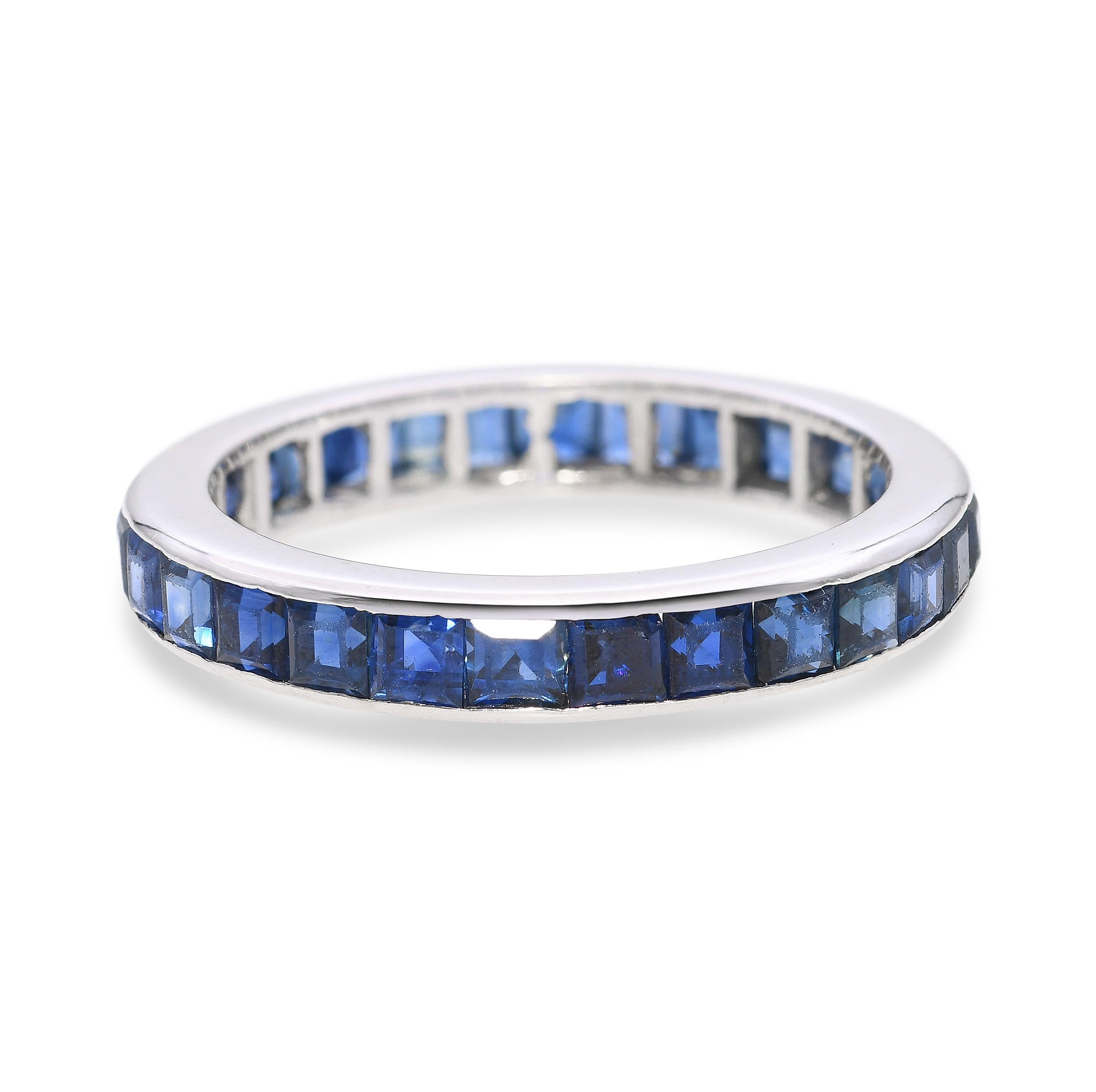 Vintage 18k White Gold 1.05tcw Sapphire Channel Set Band Ring