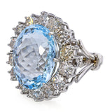 Vintage 14k White Gold Aquamarine and Diamond Cocktail Ring