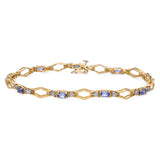 14k Yellow Gold Tanzanite and Diamond Tennis Bracelet