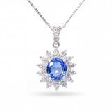 Platinum 1.04ct Sapphire And Diamond Pendant Necklace