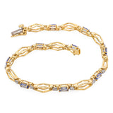 14k Yellow Gold Tanzanite and Diamond Tennis Bracelet