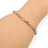 14k Yellow Gold Tanzanite and Diamond Tennis Bracelet