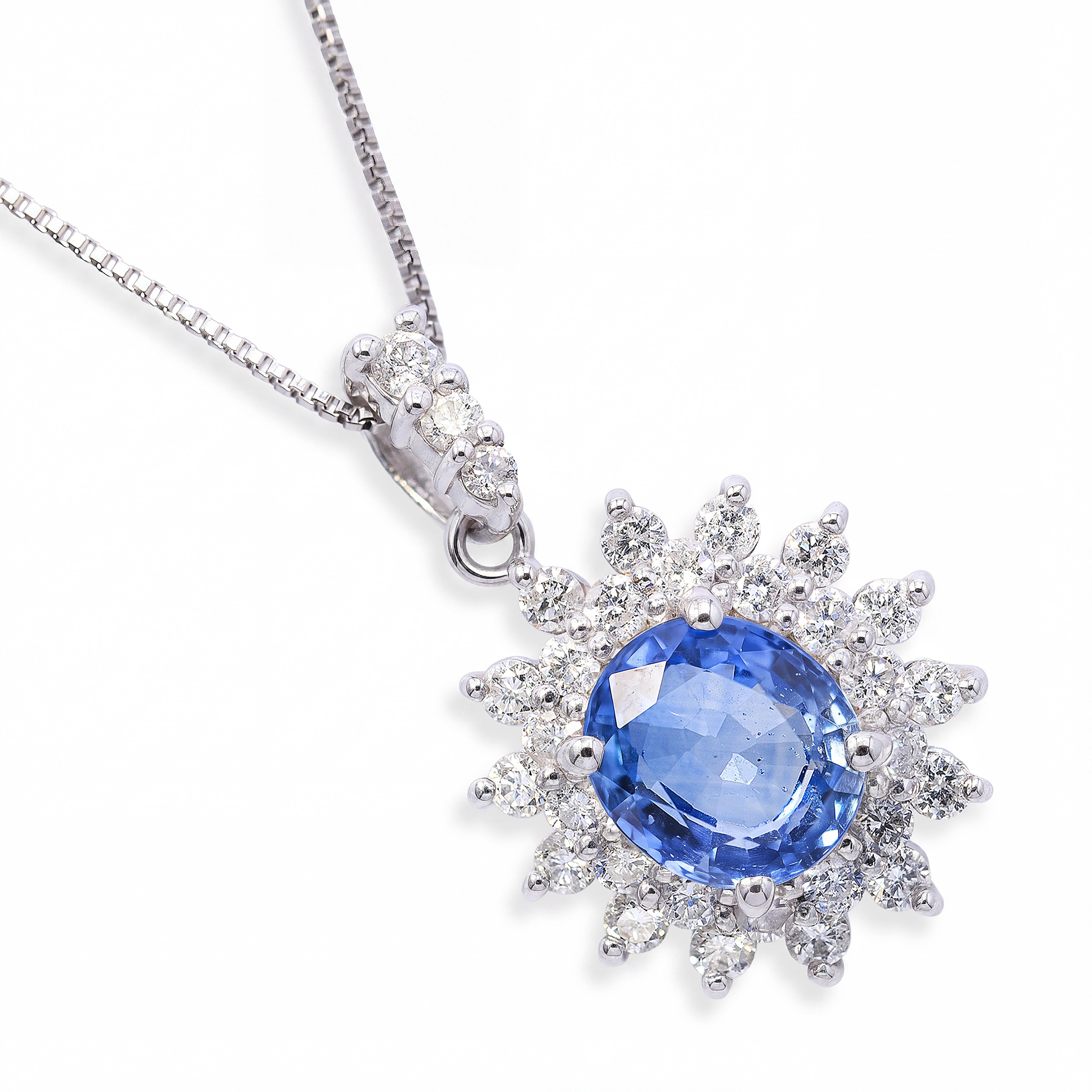 Platinum 1.04ct Sapphire And Diamond Pendant Necklace