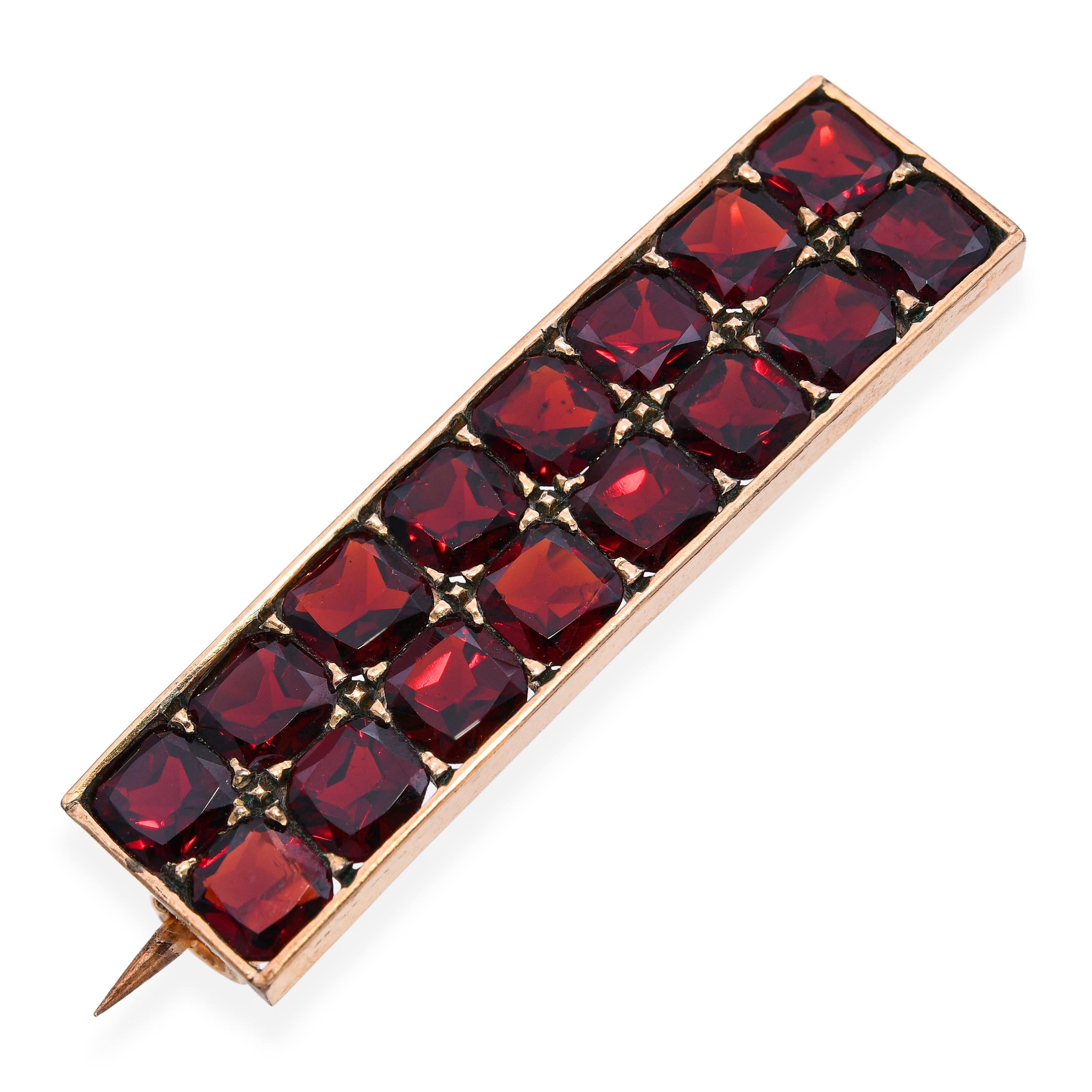 Vintage 10k Yellow Gold 3.25tcw Garnet Brooch
