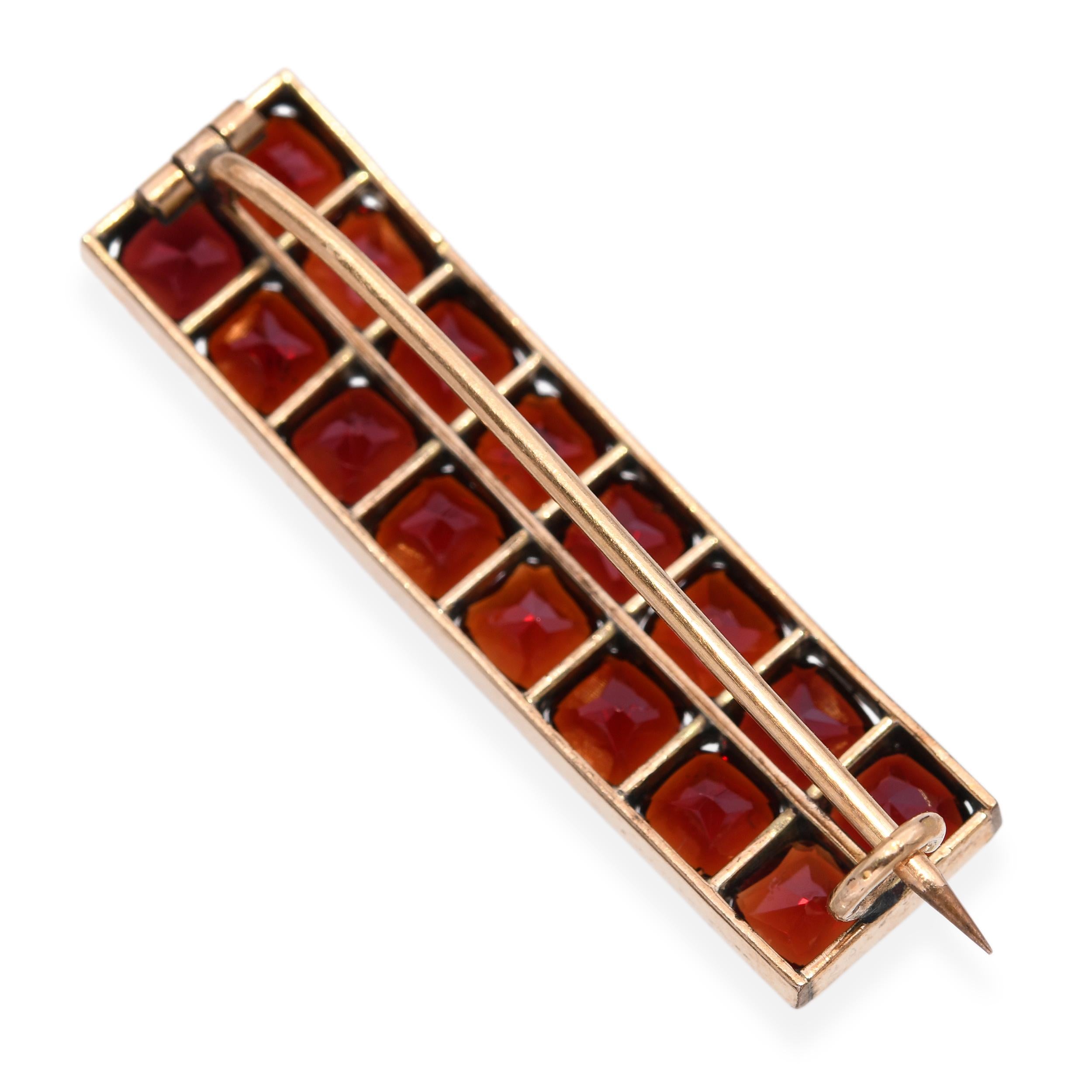 Vintage 10k Yellow Gold 3.25tcw Garnet Brooch