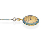 Antique 1900s Tiffany & Co. Guilloche Enamel Pocket Watch Necklace