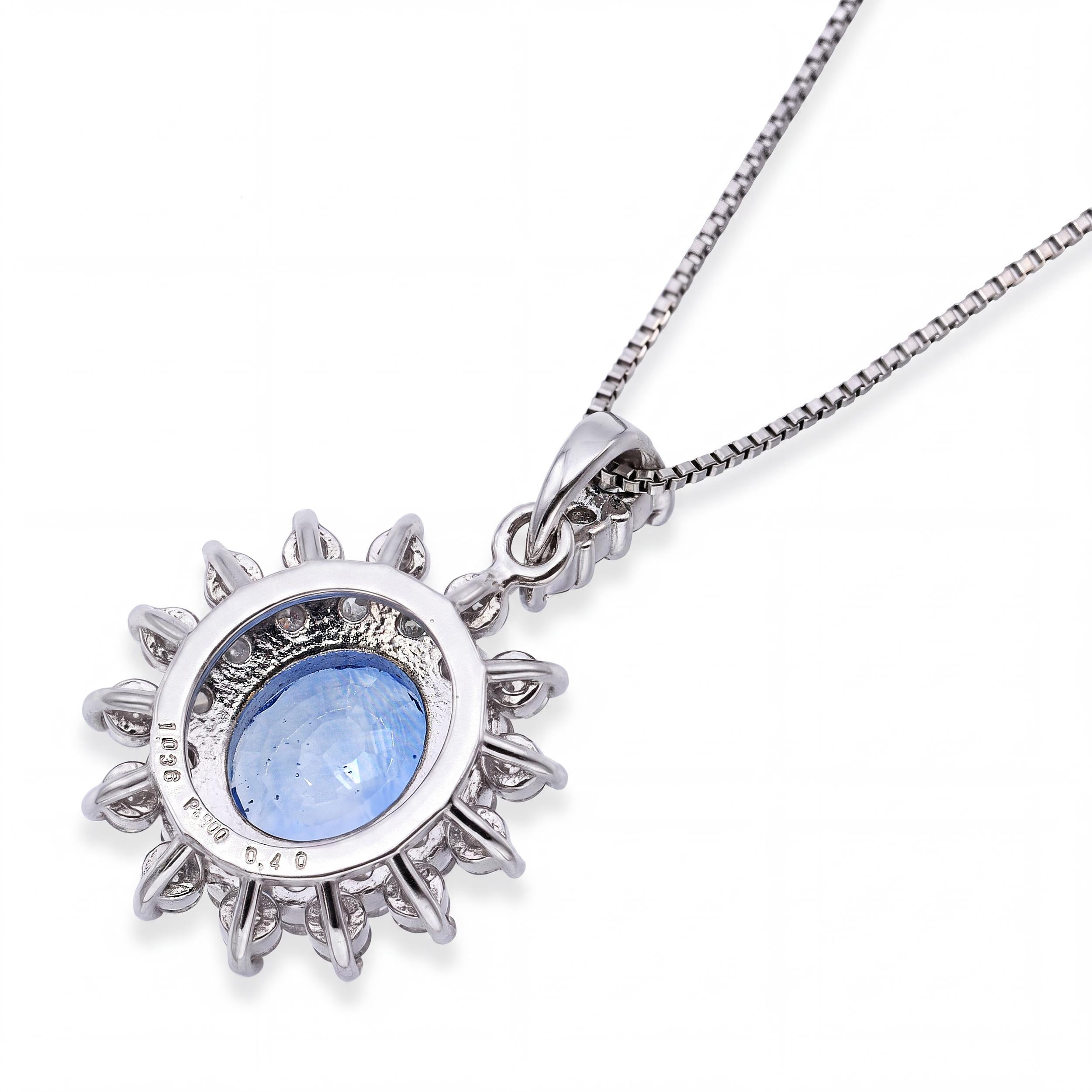 Platinum 1.04ct Sapphire And Diamond Pendant Necklace