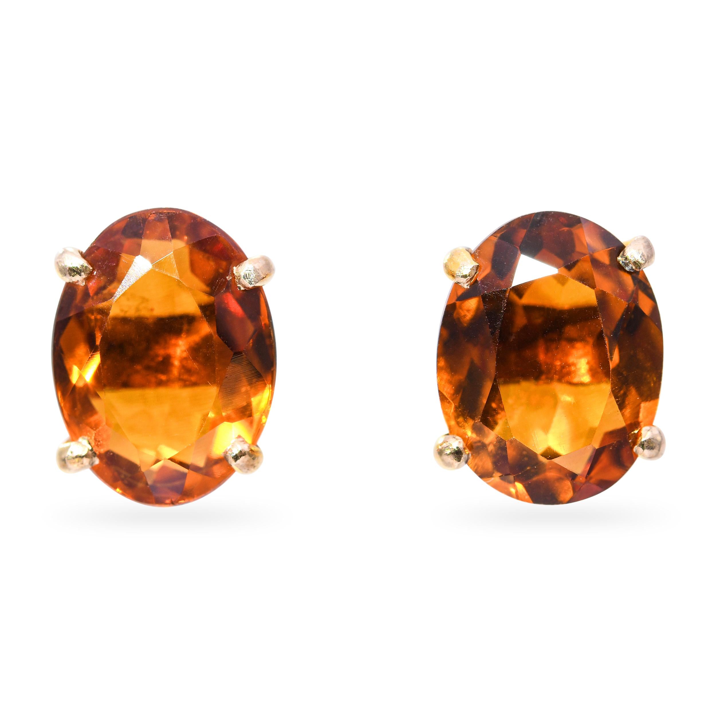 Vintage 14K Yellow Gold 1.57ct Citrine Stud Earrings