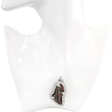 14k White Gold Precious Chocolate Mexican Opal and Diamond Pendant Brooch