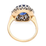 Vintage 14k Two Tone Gold 4.80ct Synthetic Sapphire & 1.12tcw Diamond Ring