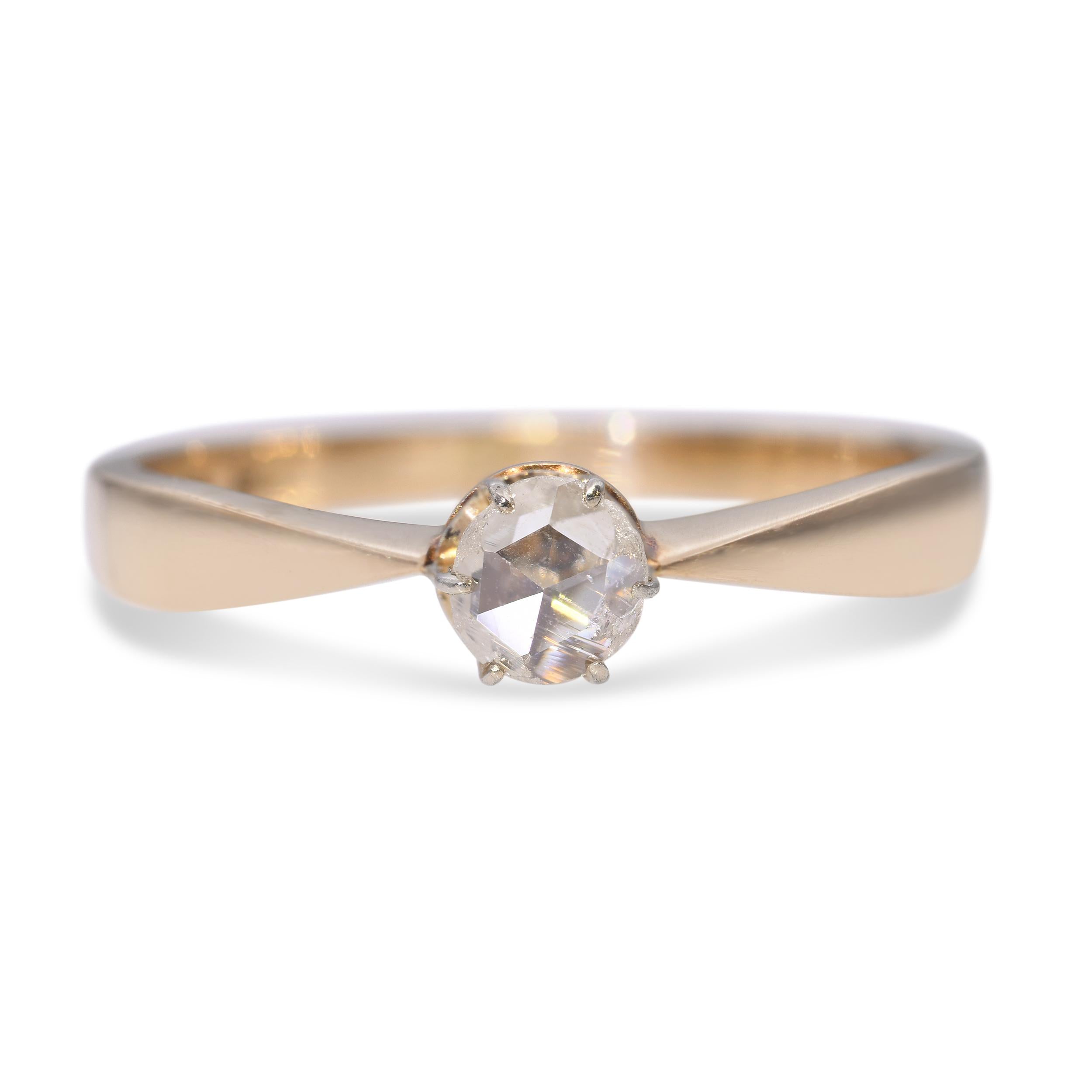 Vintage 14k Yellow Gold 0.25ct Rose Cut Diamond Ring