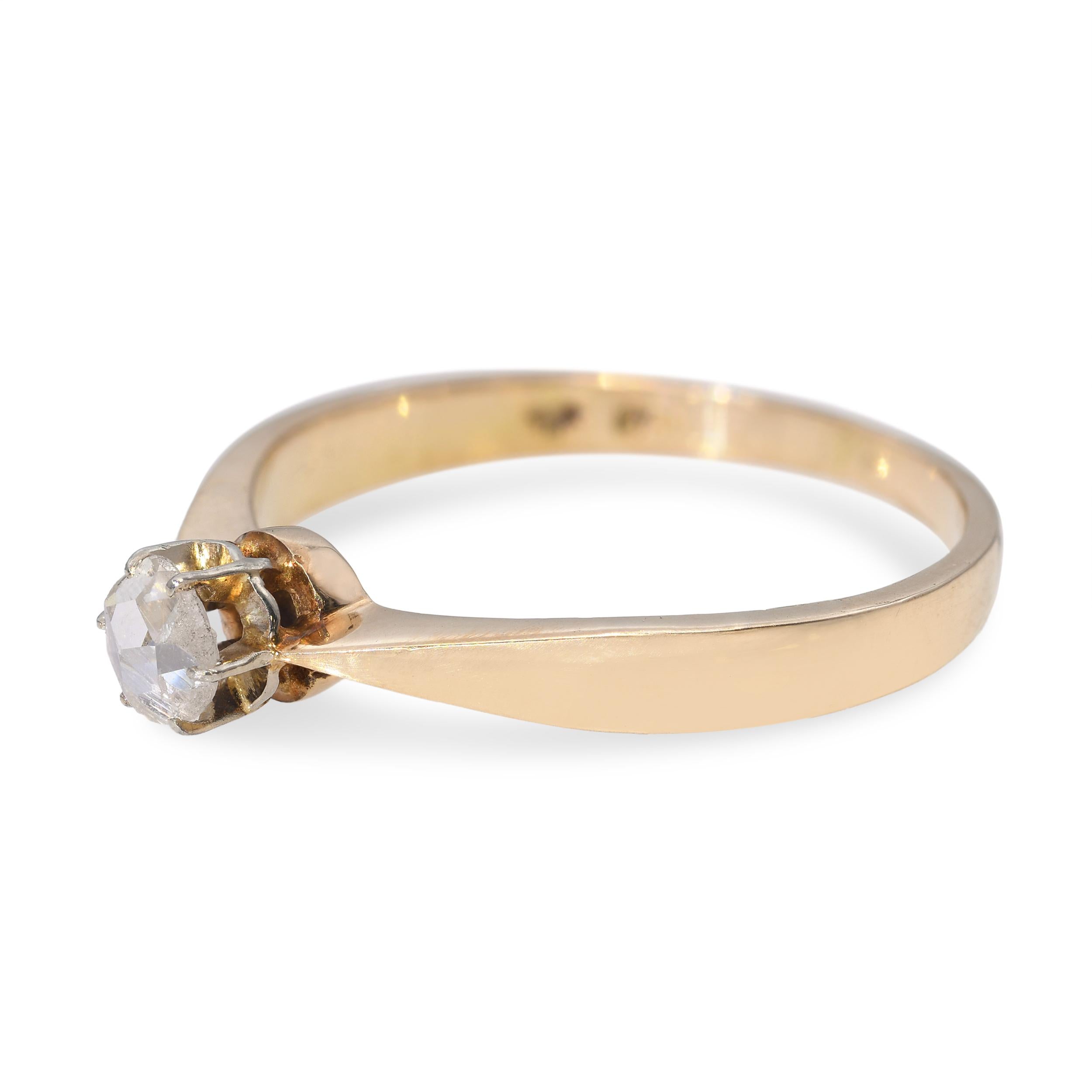 Vintage 14k Yellow Gold 0.25ct Rose Cut Diamond Ring