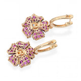 Bellarri 14k Yellow Gold Multi-Gemstone and Diamond Floral Hoop Dangle Earrings