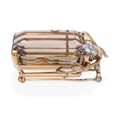 Vintage 14k Rose Gold 73.86ct Smoky Quartz & Diamond Leaf Motif Brooch