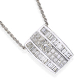 White Gold 2.36ctw Princess Cut and Baguette Diamond Pendant with Rope Necklace