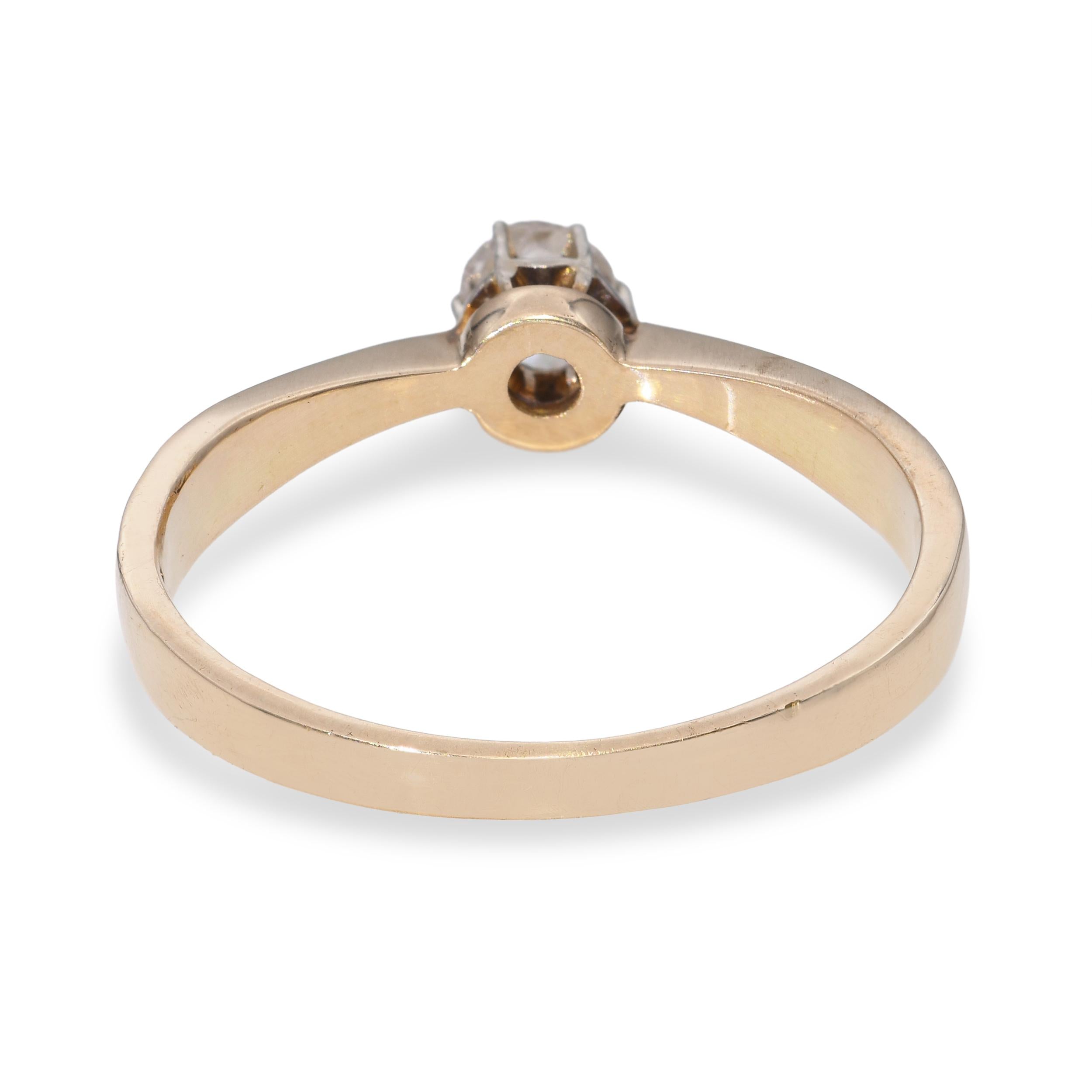 Vintage 14k Yellow Gold 0.25ct Rose Cut Diamond Ring