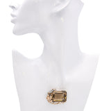 Vintage 14k Rose Gold 73.86ct Smoky Quartz & Diamond Leaf Motif Brooch