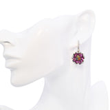 Bellarri 14k Yellow Gold Multi-Gemstone and Diamond Floral Hoop Dangle Earrings
