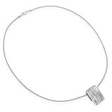 White Gold 2.36ctw Princess Cut and Baguette Diamond Pendant with Rope Necklace